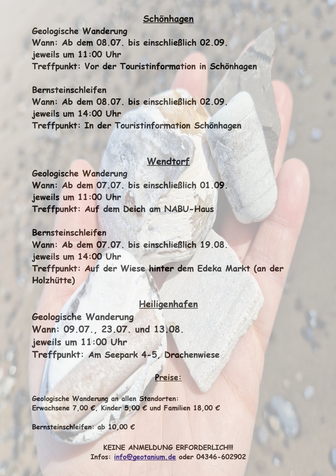 Geologische Wanderungen Schönhagen, Wendtorf und Heiligenhafen